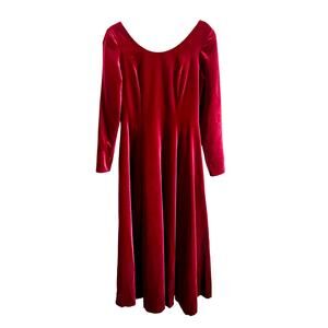 Victorian style vintage Laura Ashley red velvet midi dress size 10.